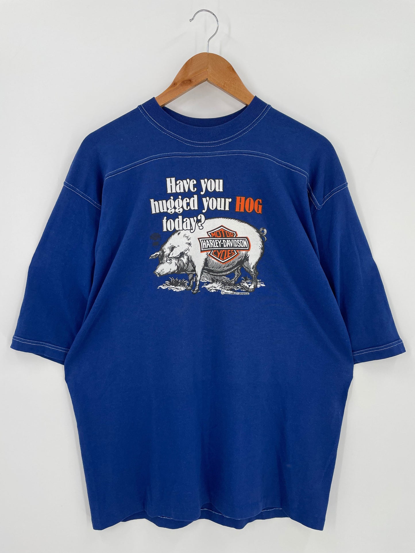 1982 HARLEY DAVIDSON Made in USA Size XL Vintage 3/4 Sleeve T-Shirts / A896