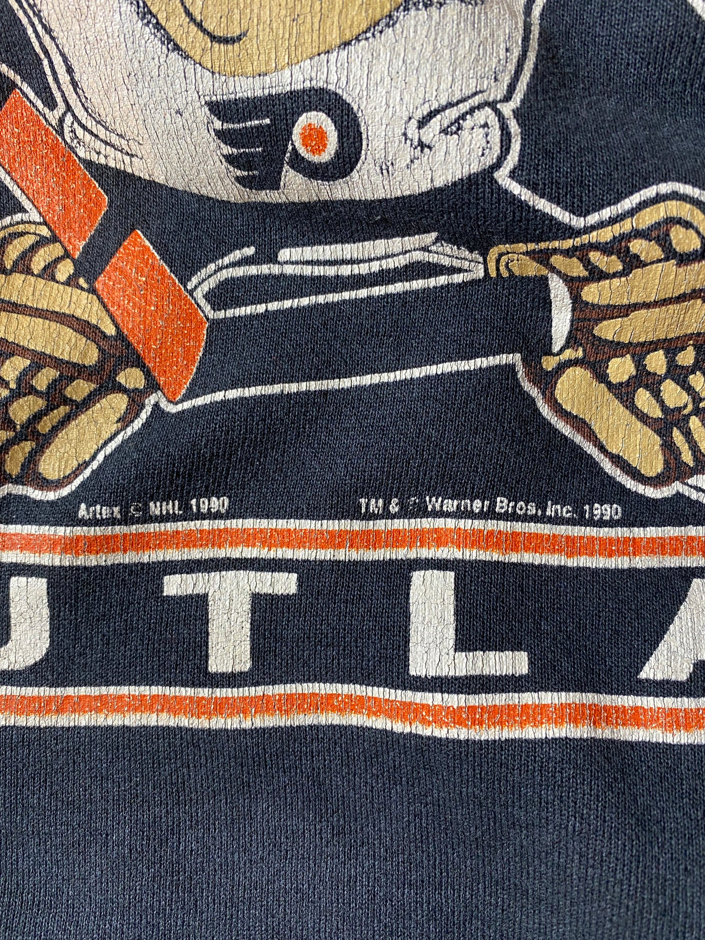 1990’ LOONEY TUNES TAZ x PHILADELPHIA  FLYERS Size No Tag(Approx.XXL) Vintage NHL Sweat-shirt / K2354