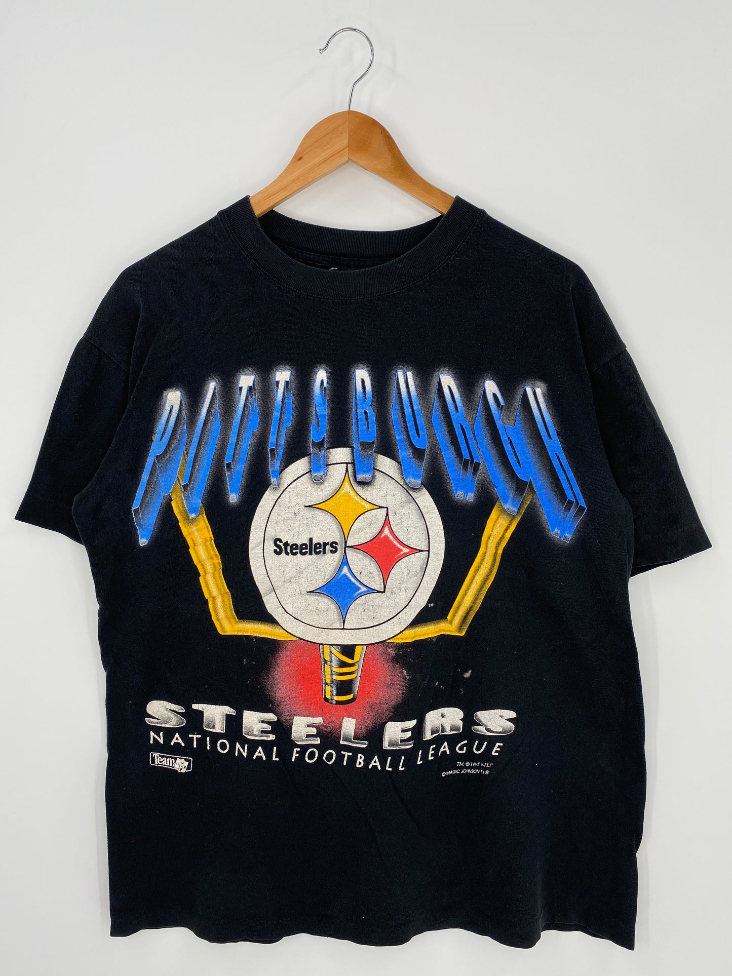 1993 PITTSBURGH STEELERS (No tag Approx. Size L) Vintage NFL T-shirt / K829