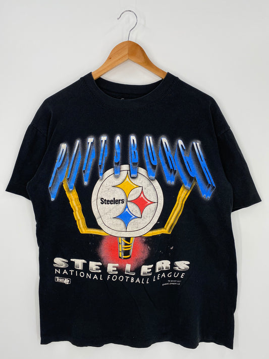 1993 PITTSBURGH STEELERS (No tag Approx. Size L) Vintage NFL T-shirt / K829
