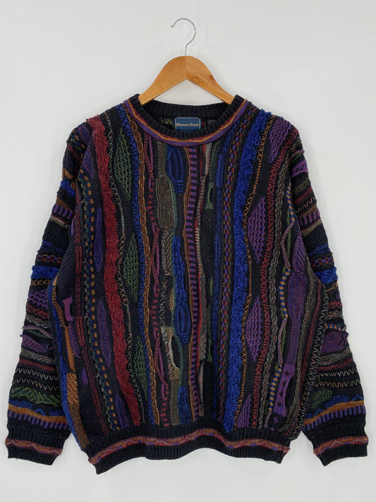 Vintage 3D Coogi-Style Size XL Knit Sweater / 9824
