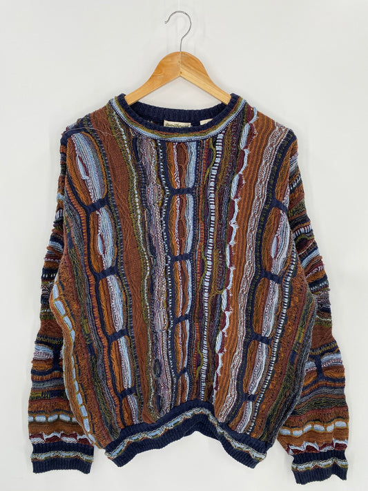 Vintage 3D Coogi-Style Size L Knit Sweater / 7040