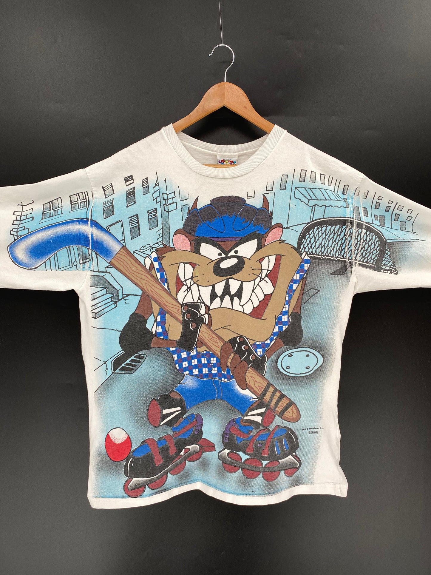 1995 LOONEY TUNES TAZ Made in USA Size XL Vintage Long Sleeve T-Shirts / K1598