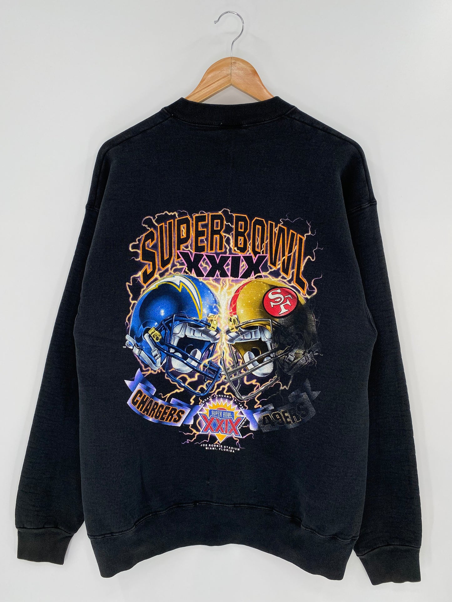 1994 SUPER BOWL CHARGERS VS SAN FRANCISCO MADE IN USA Size XL Vintage NFL Sweat shirt / K44
