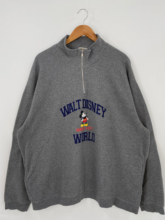 00’ DISNEY MICKEY Size XXL Vintage Half-Zip Sweat-shirt / A5575