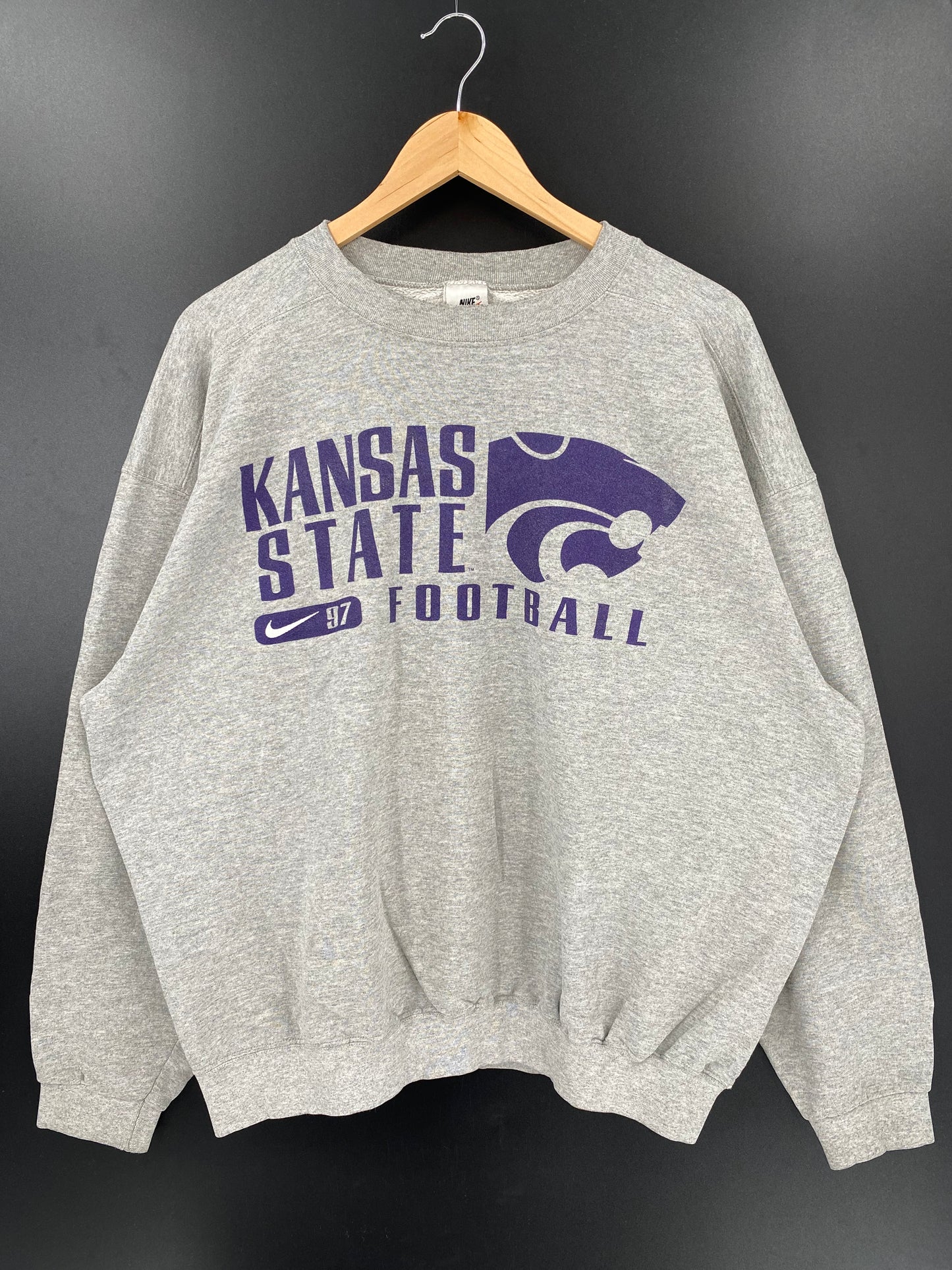 90's NIKE KANSAS STATE Made in USA Size L Vintage College Sweat-shirt / k1986