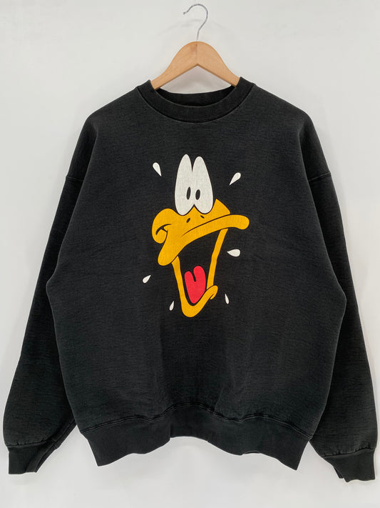 1991 LOONEY TUNES DUFFY DUCK Made in USA Size XL Vintage Sweat-shirt / E4241S