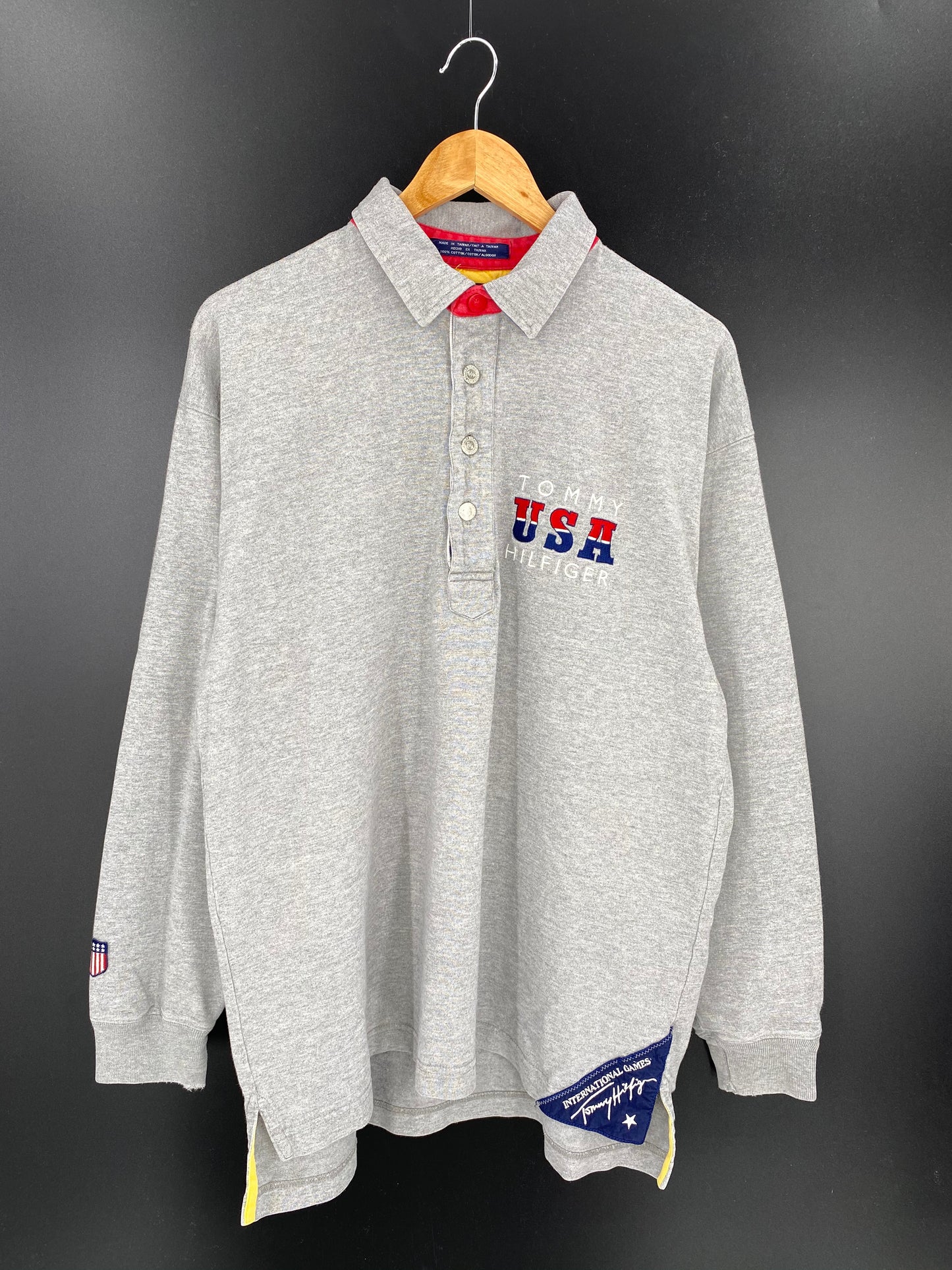 TOMMY HILFIGER Size L Vintage Long Sleeve Polo-Shirt / 9160