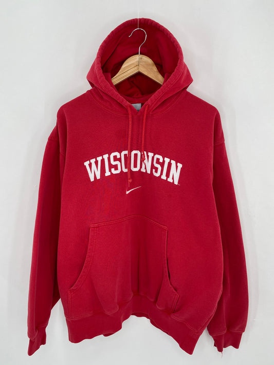 90’s NIKE WISCONSIN Size L Vintage Hoodie Sweat-shirt / 6343