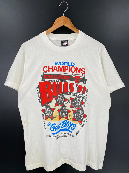 1991’ CHICAGO BULLS Made in USA Size L Vintage NBA T- Shirt / K2383