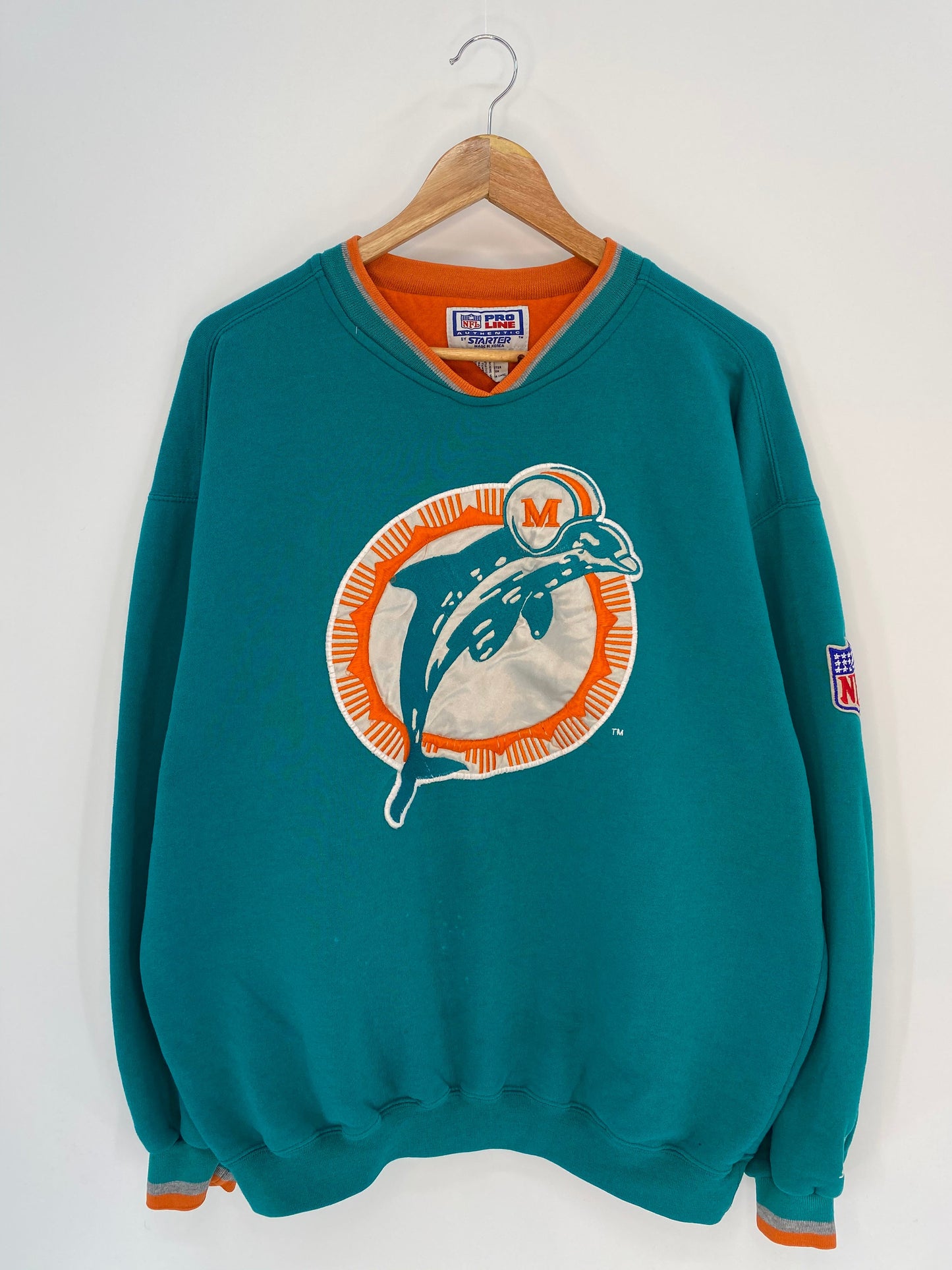 90’s STARTER x MIAMI DOLPHINS Size L Vintage NFL Sweat-Shirts / K7155