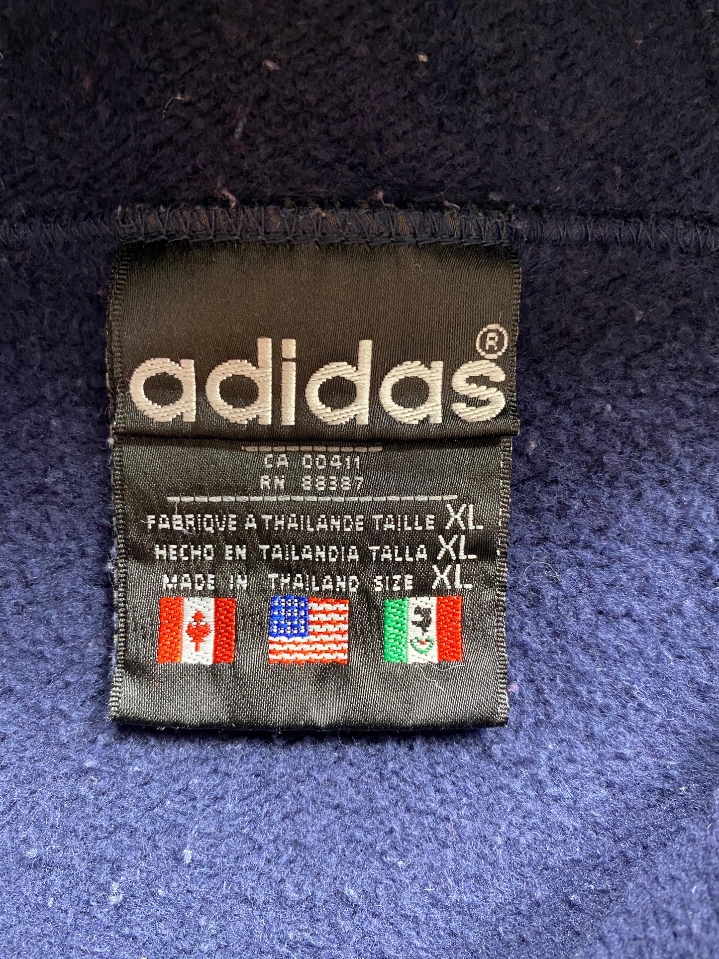 90’s ADIDAS Size XL Vintage Short Sleeve Hoodie Sweat-shirt / 6706