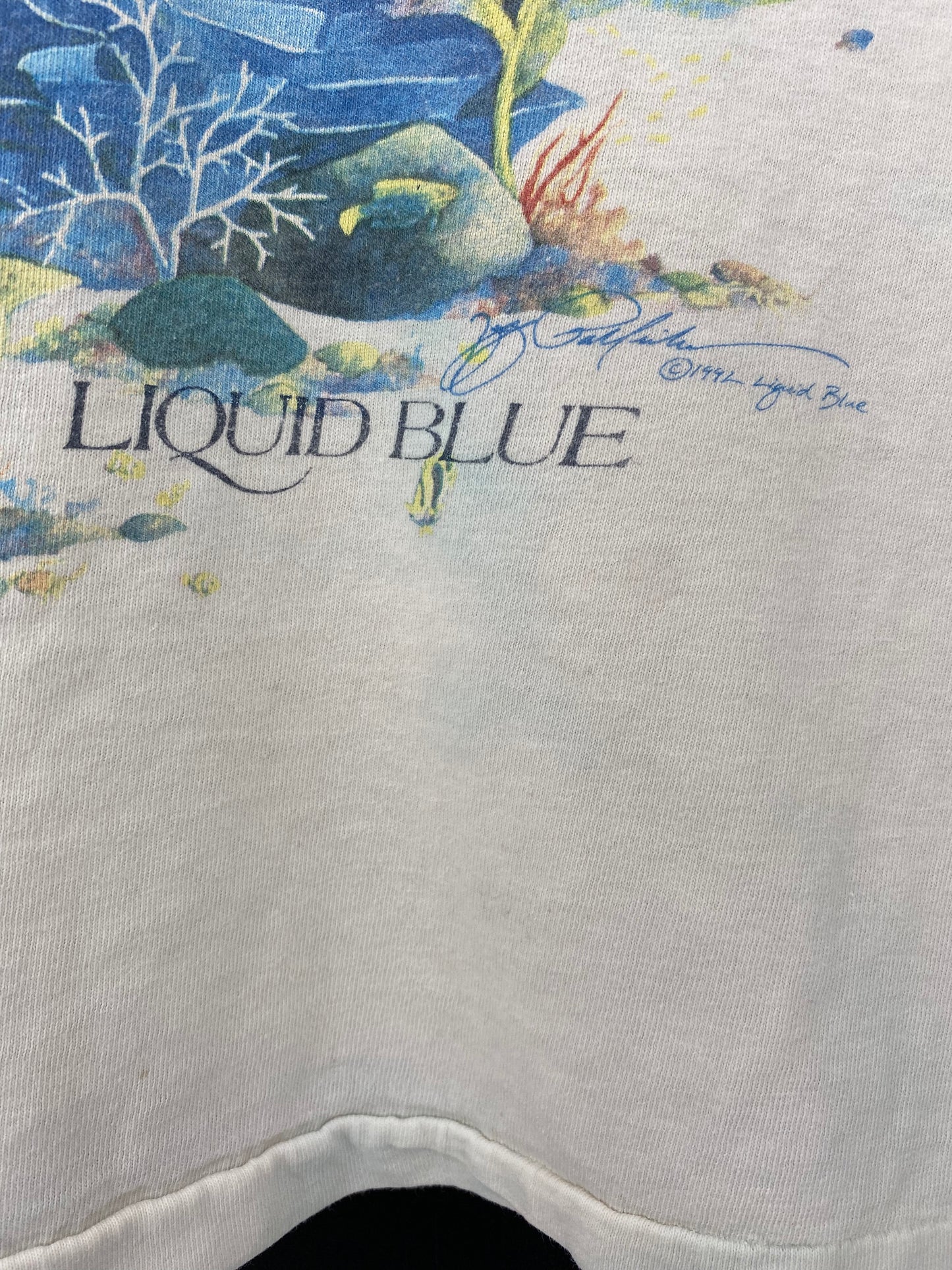 1992' LIQUIT BLUE CORAL REEF Made in USA Size L T-Shirt / K1534