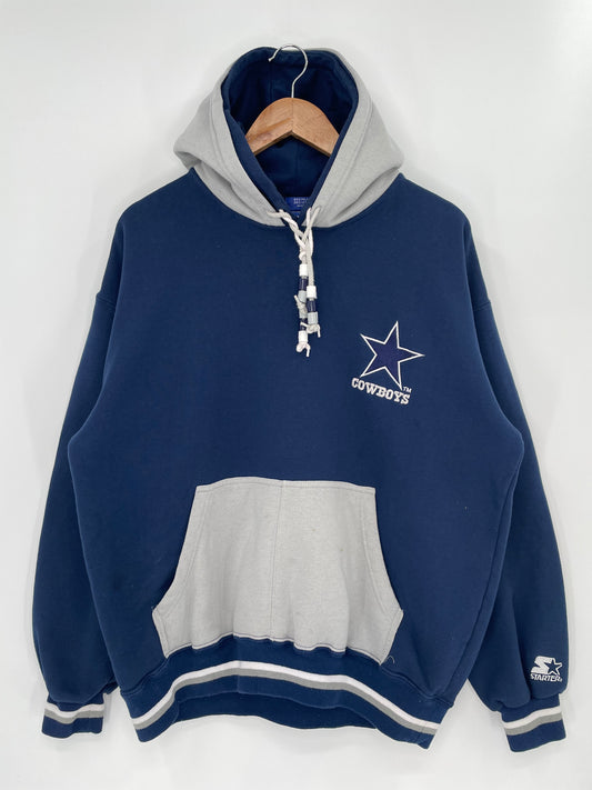 90’s STARTER COWBOYS FOOTBALL Size L Vintage NFL Double Hoodie Sweat shirt / K96