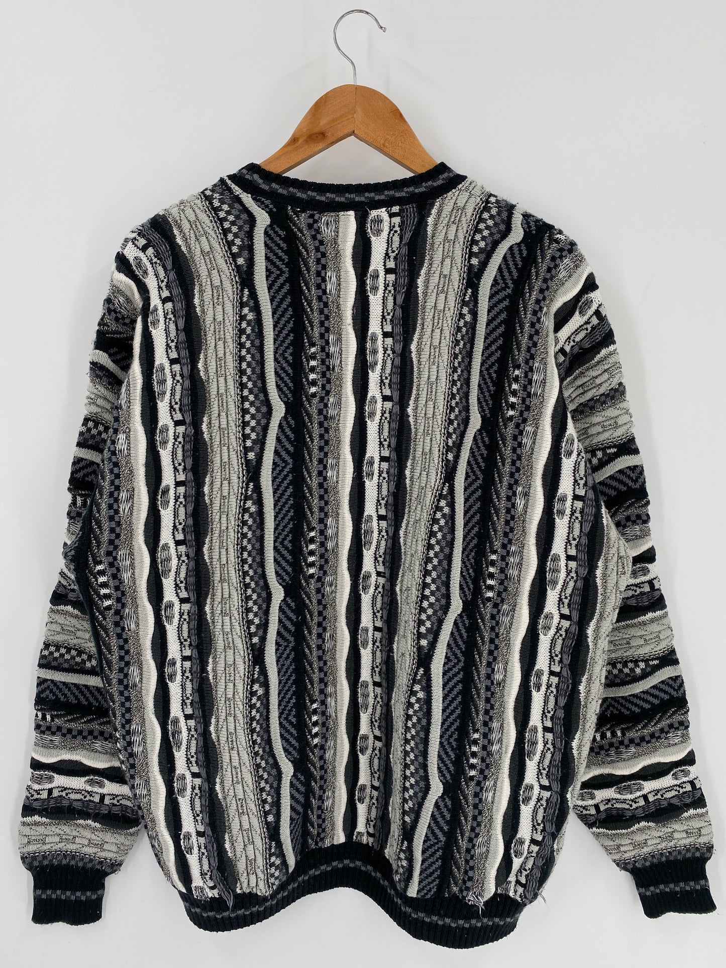Vintage 3D Coogi-Style Made in USA SizeXL Knit Sweater / 9776