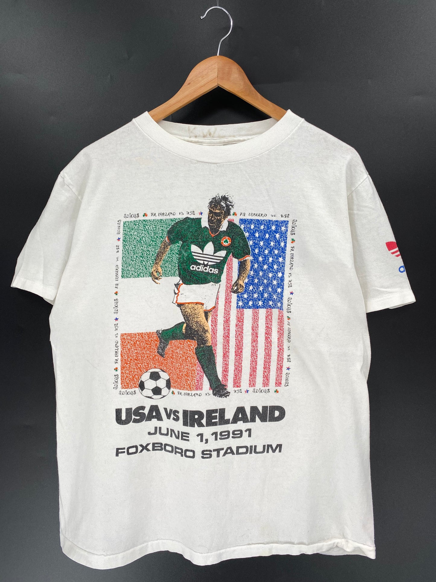 1991' ADIDAS SOCCOR Made in USA Size M Vintage T-Shirt / k1653