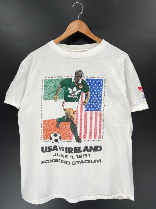 1991' ADIDAS SOCCOR Made in USA Size M Vintage T-Shirt / k1653