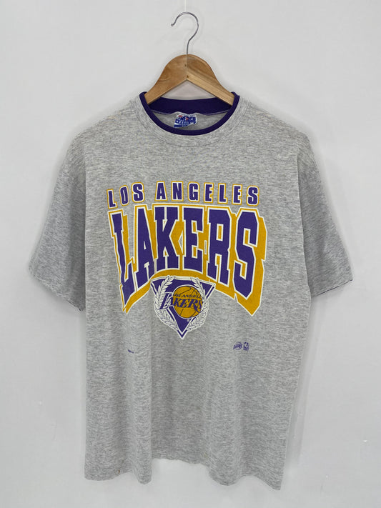 1991 LOS ANGELES LAKERS Made in USA Size XL Vintage NBA T-Shirts / 6092
