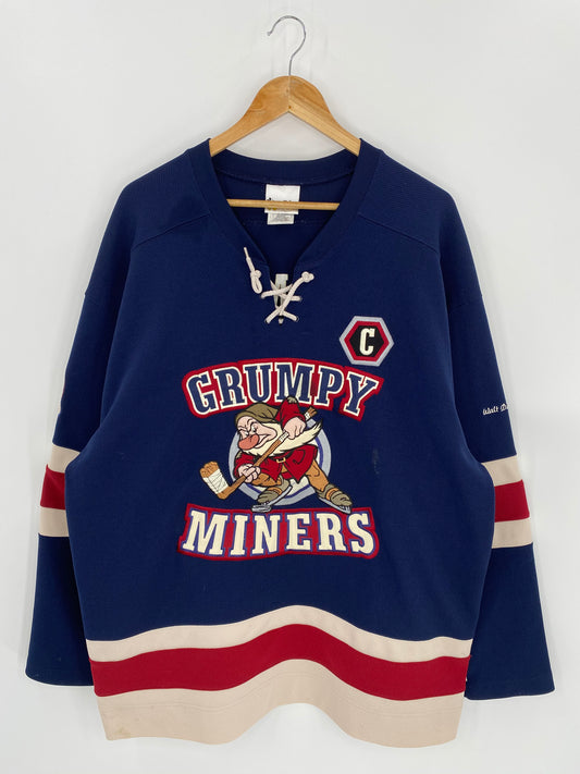00’ DISNEY GRUMPY MINERS Size L Vintage Hockey Game-shirt / 6850