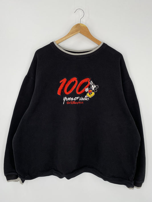 00’ DISNEY 100 YEARS ANNIVERSARY MICKEY Size XXL Vintage Sweat-shirt / k6140