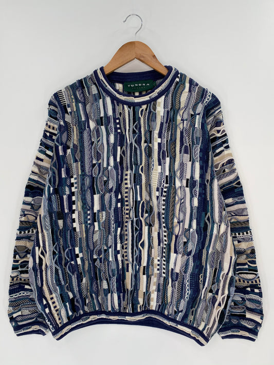 Vintage 3D Coogi-Style Size L Knit Sweater / 8708