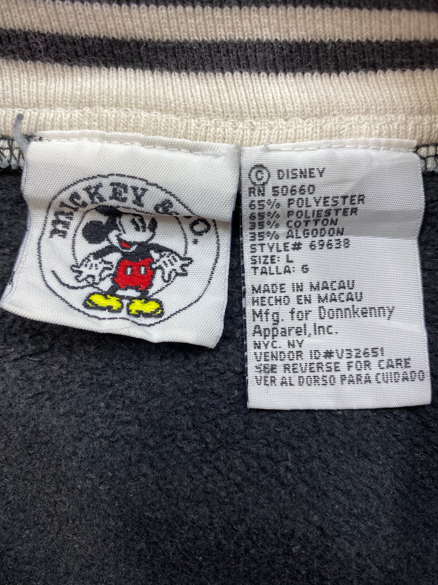 90’s Disney Mickey Size L Vintage Hockey Long Sleeve T-Shirt  / 5566