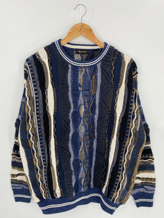 Vintage 3D Coogi-Style Size L Knit Sweater / 7039