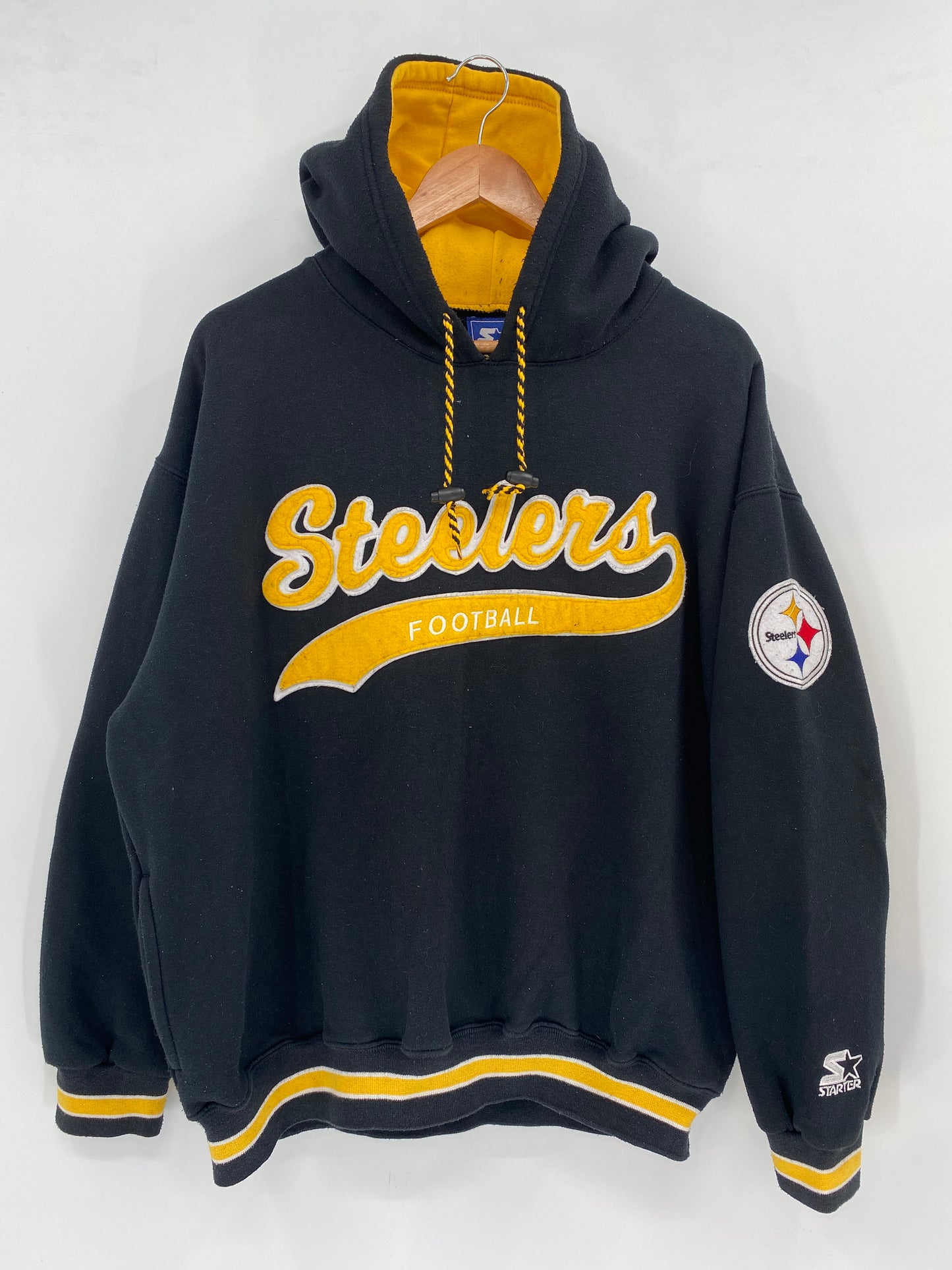 00’ STARTER STEELERS Size L Vintage NFL Hoodie Sweat-shirt / k1994