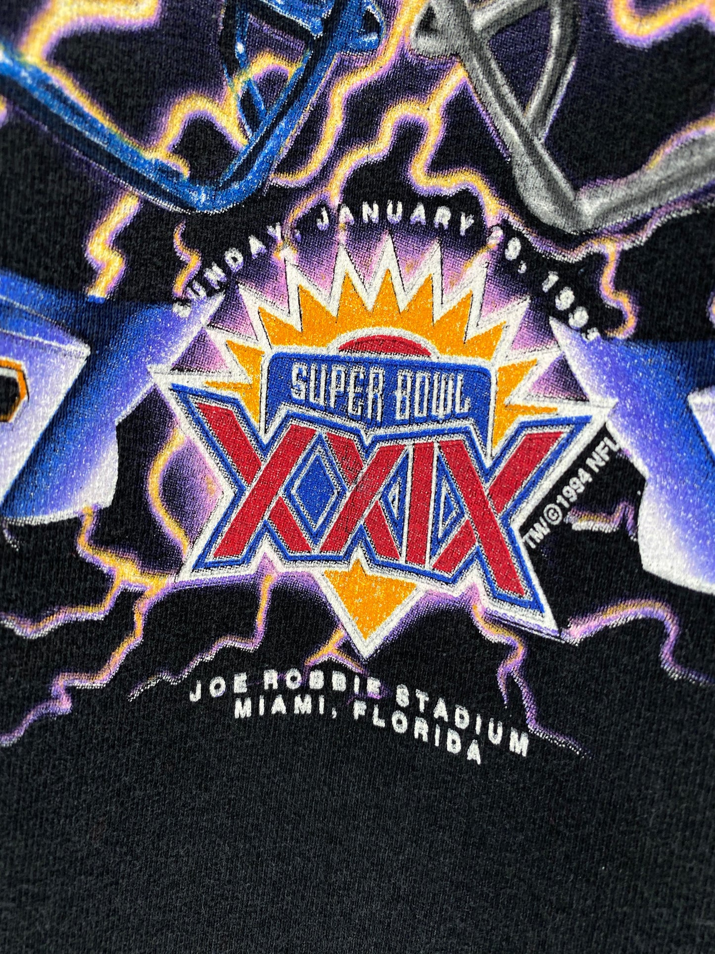 1994 SUPER BOWL CHARGERS VS SAN FRANCISCO MADE IN USA Size XL Vintage NFL Sweat shirt / K44