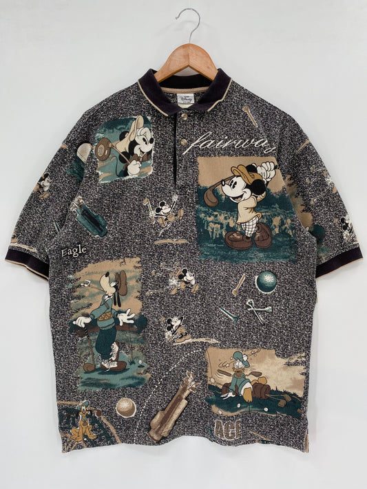 00' DISNEY MICKEY Size No tag (Approx.XL) Vintage Polo-Shirt / K2123