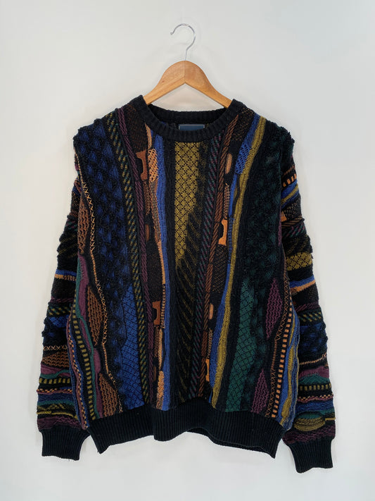 Vintage 3D Coogi-Style Size L Knit Sweater / 8981