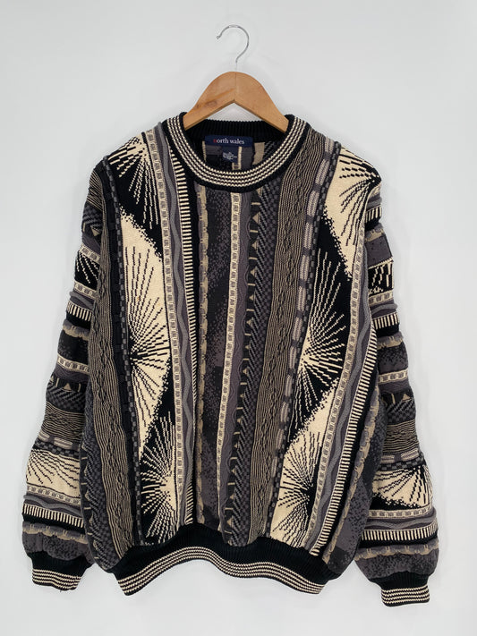 Vintage 3D Coogi-Style Size XL Knit Sweater / 9505