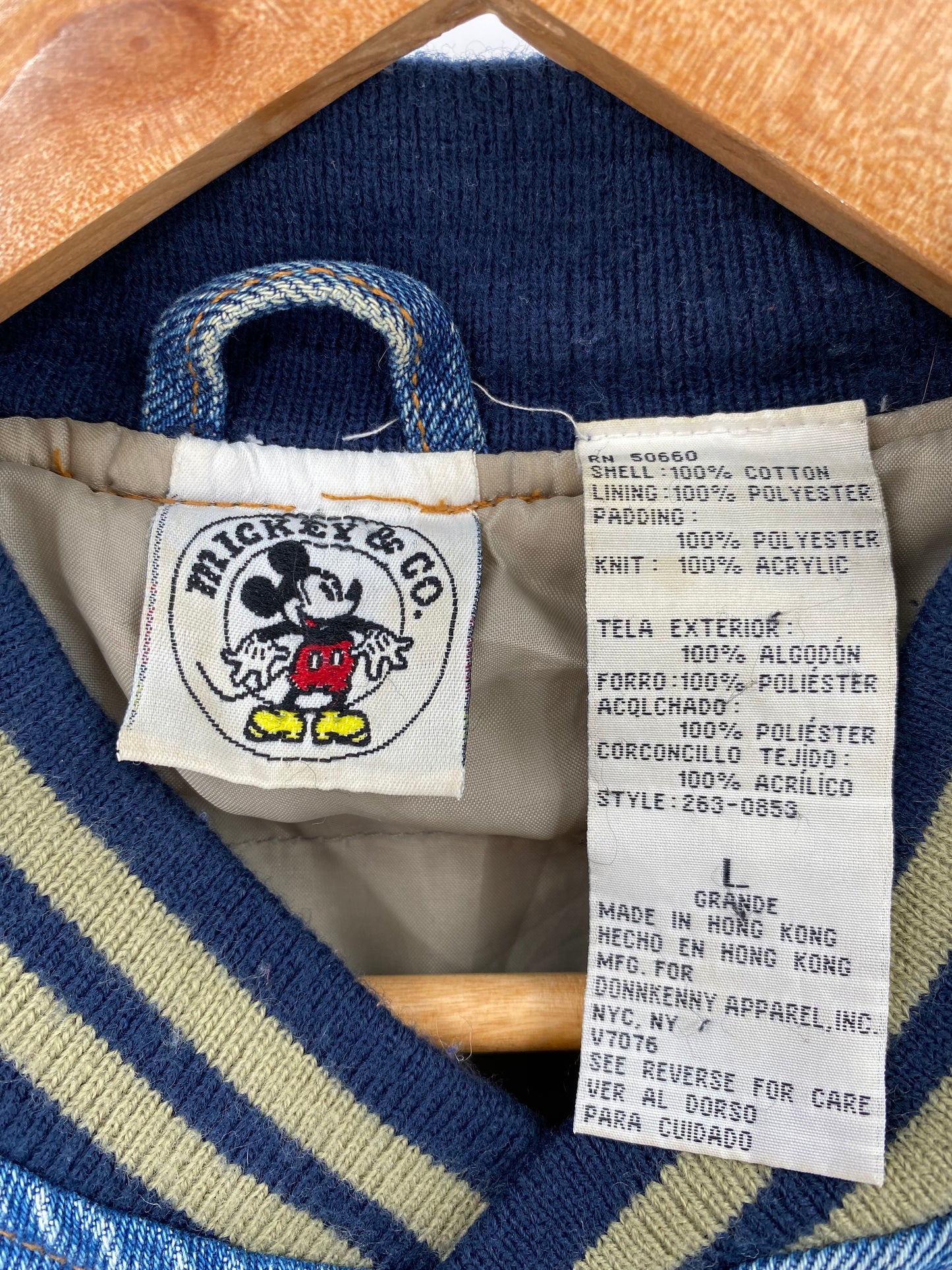 90's DISNEY MICKEY Size L Vintage Denim Jacket / K3677