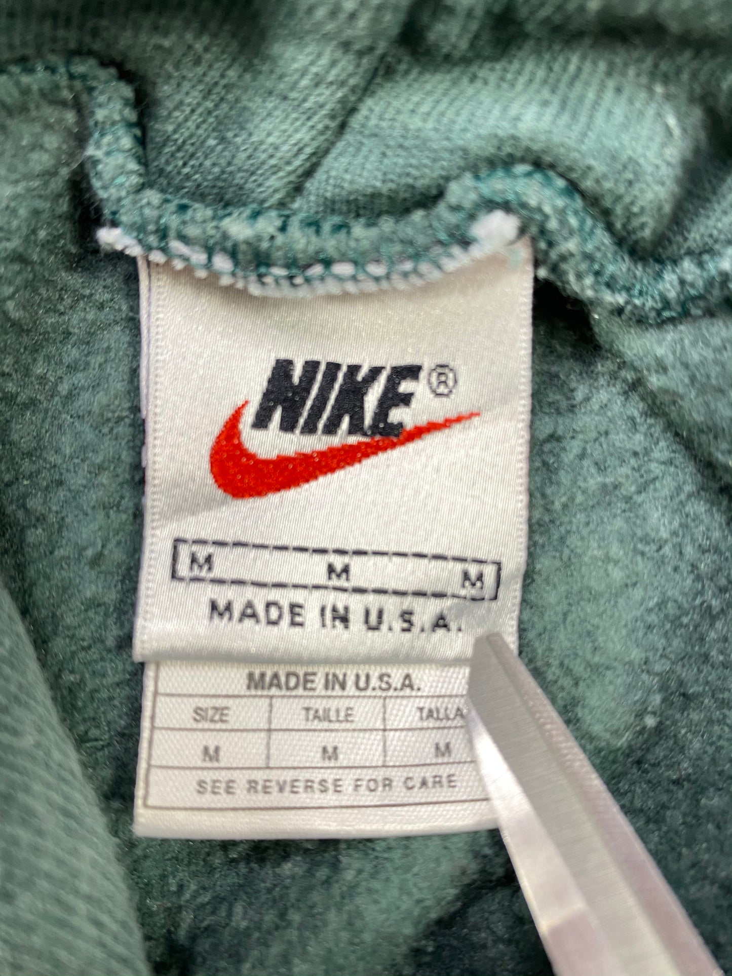 90's NIKE Faded Mini Swoosh Made in USA Size M Vintage Hoodie Sweat-shirt / 6037