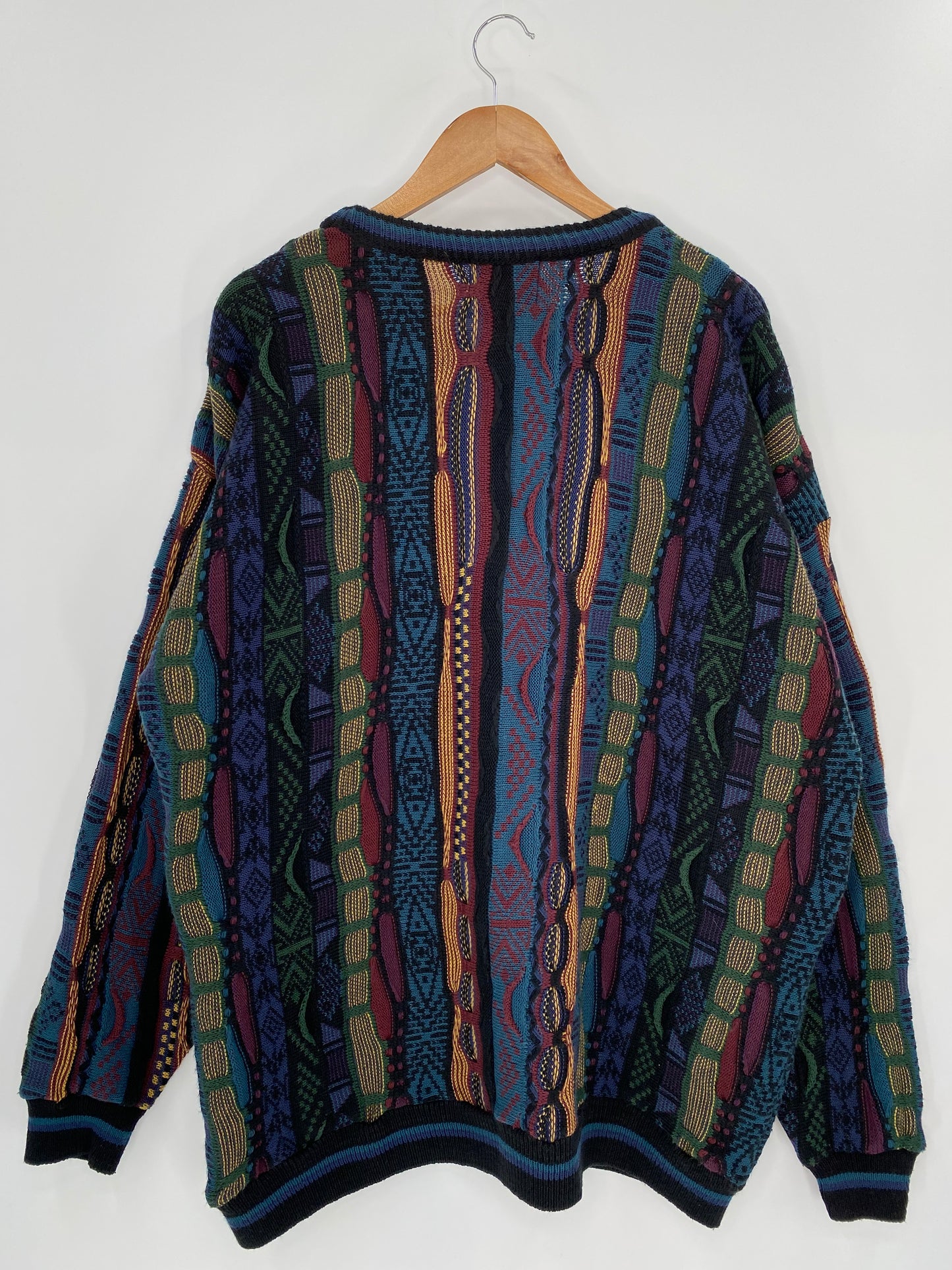 Vintage 3D Coogi-Style Made in USA Size XXXXL Knit Sweater / 9639