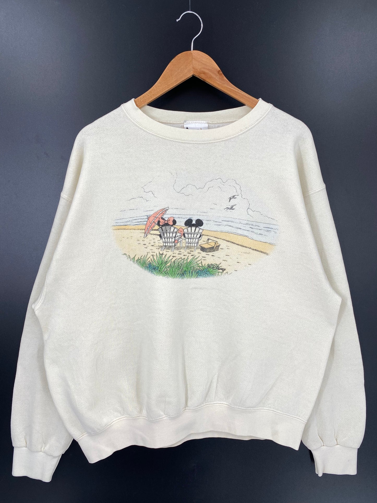 00' DISNEY MICKEY x MINNIE Size No tag (Approx.XL) Vintage Sweat-shirt / k2163