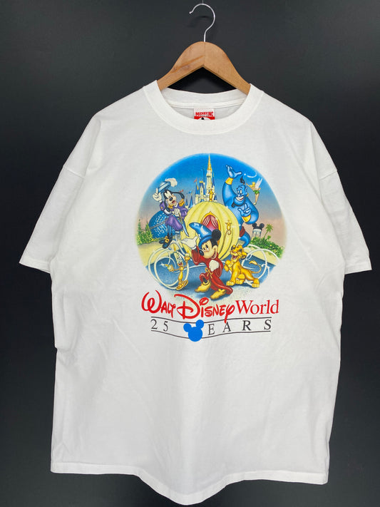 90’s WALT DISNEY WORLD 25 years Size Approx.XXL Vintage T-shirt / 9398