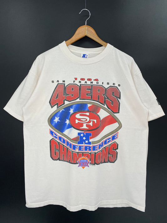 1994 STARTER SAN FRANCISCO CHAMPIONS Made in USA Size L Vintage NFL T-shirt / 8302