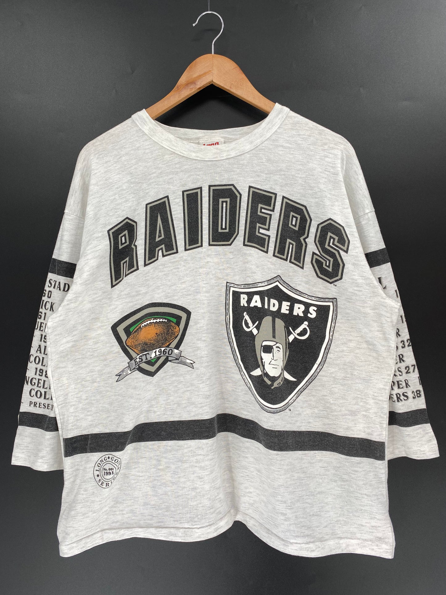 90’s RAIDERS Made in USA SIZE XL VINTAGE NFL 3/4 Sleeve- SHIRT / K1263