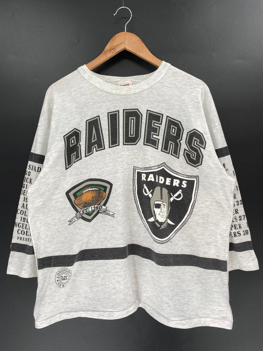 90’s RAIDERS Made in USA SIZE XL VINTAGE NFL 3/4 Sleeve- SHIRT / K1263