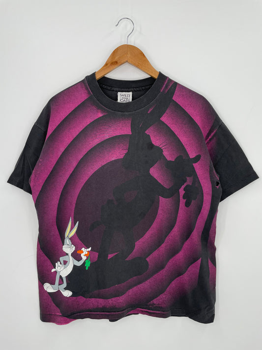 1992 WILD OATS LOONEY TUNES BUGS BUNNY MADE IN USA Size L Vintage T-shirt / K987