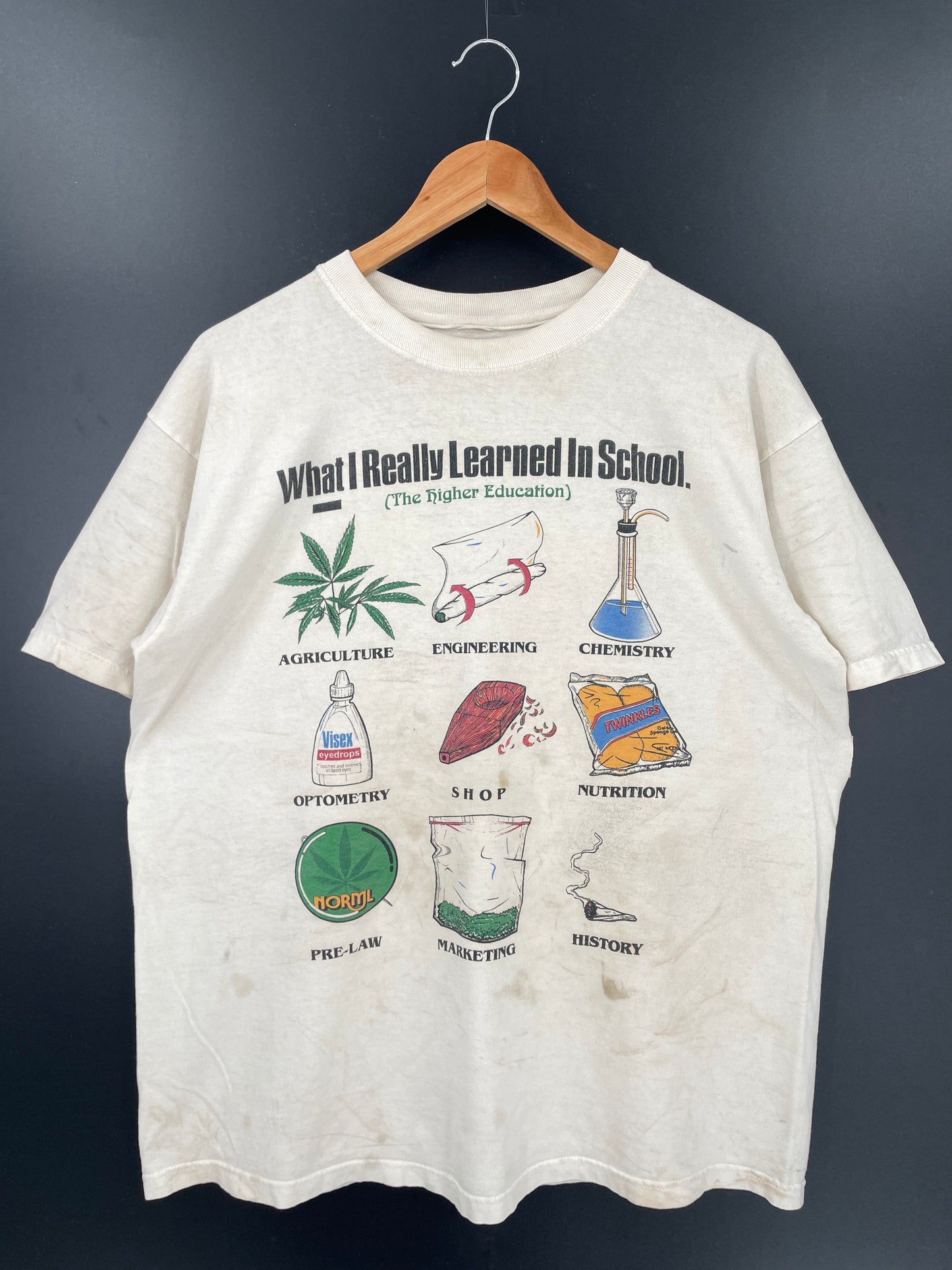 Vintage  WHAT I REALLY LEARNED IN SCHOOL Size No tag (Approx.XL) T-Shirt / K2345