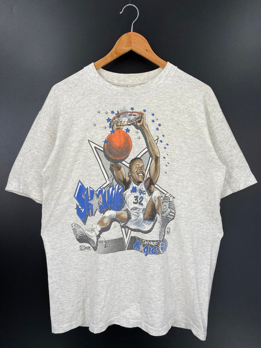 1991’ ORLAND MAGIC x Shaguelle O’Neal Made in USA Size L Vintage NBA T- Shirt / K2377