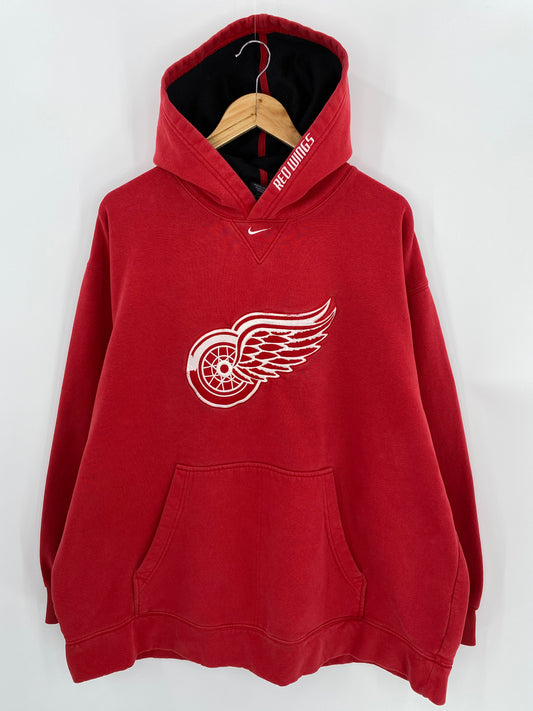 00’ NIKE Detroit Red Wings Size XL Vintage NFL Hoodie Sweat-shirt / 6787