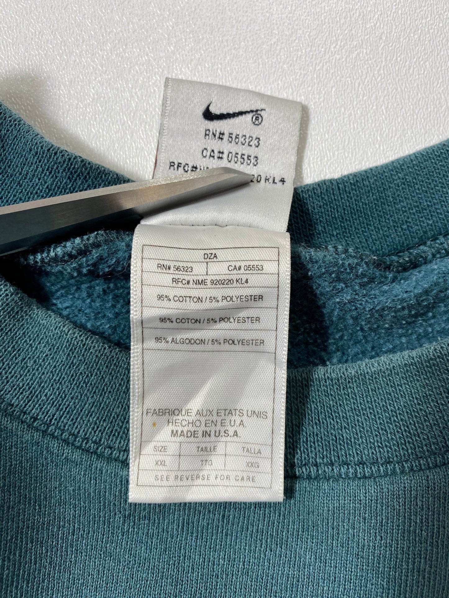 90’s NIKE Mini Swoosh Made in USA Size XXL Vintage Sweat-shirt / 6844