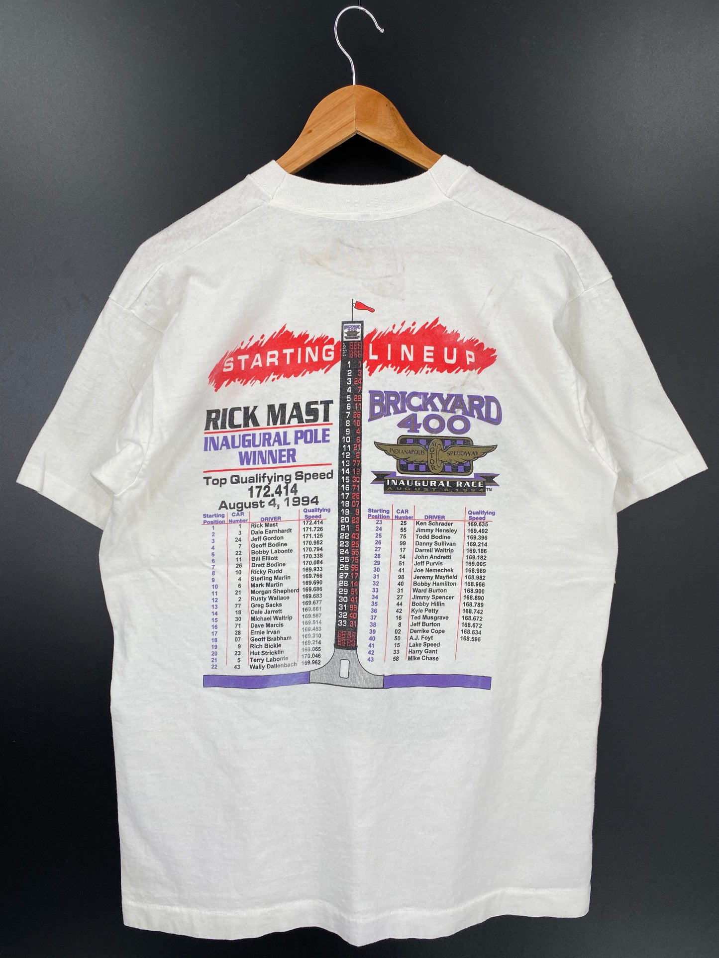 1994' BRICK YARD400 Size No tag (Approx.L-XL) Vintage Racing T-Shirt / K2251