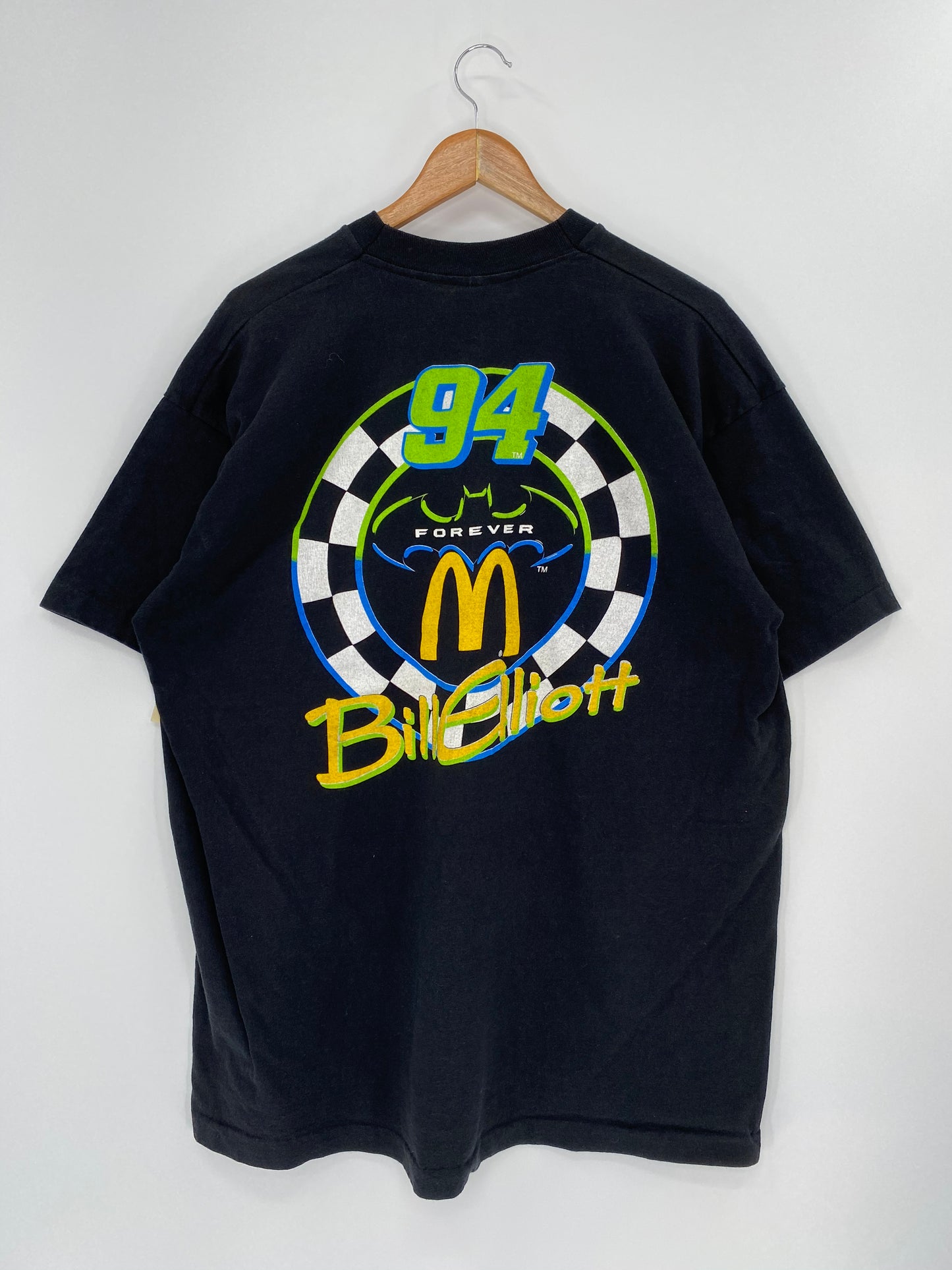 1995 BILL ELLIOTT NASCAR Macdonald x BATMAN Made in USA Size XXL Vintage Racing T-Shirt / 8621