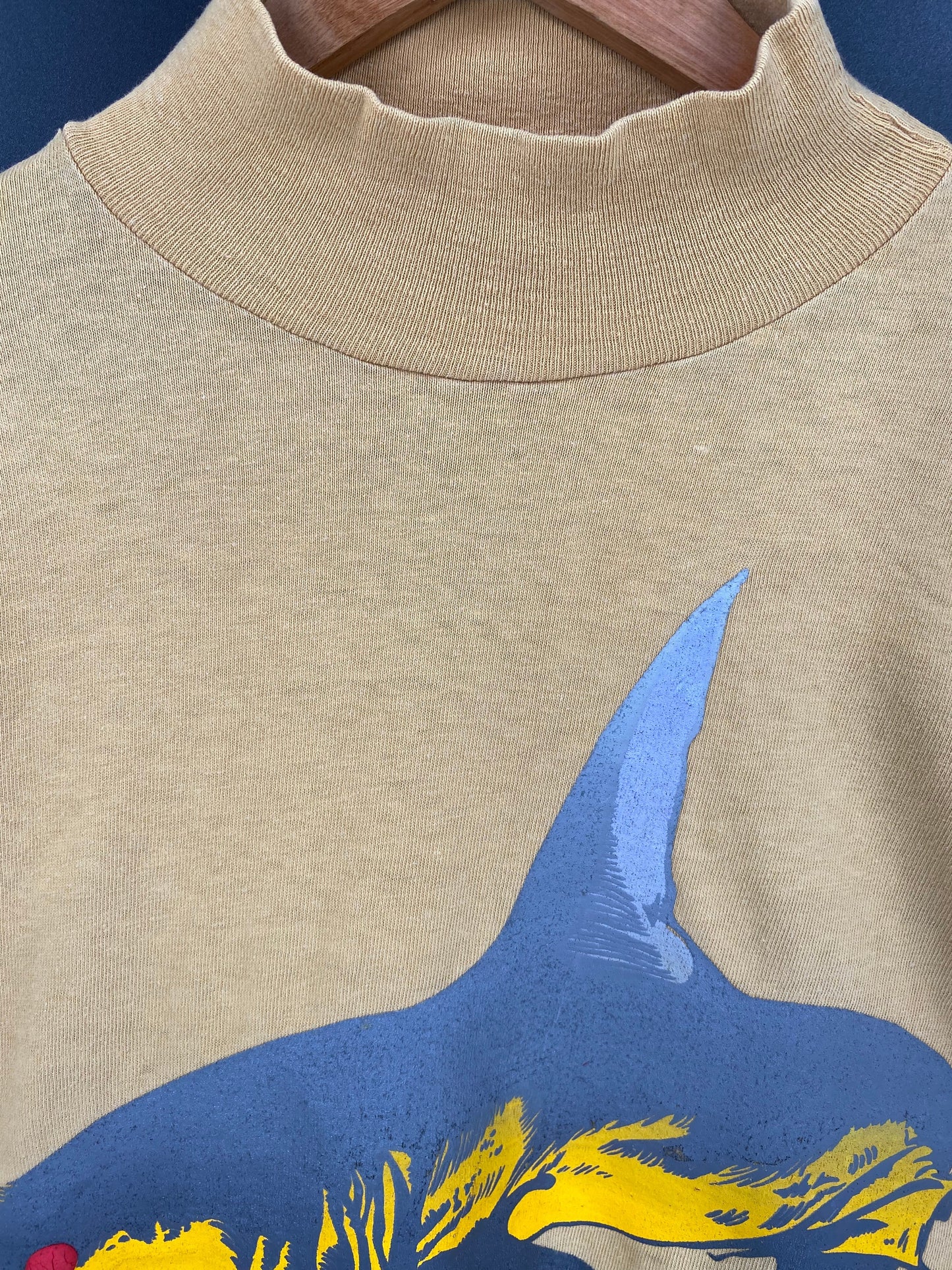 90’s ATLANTIC DESIGN SHARK Made in USA Size No tag(Approx.XL) High-neck Long Sleeve T-Shirt / E5033T