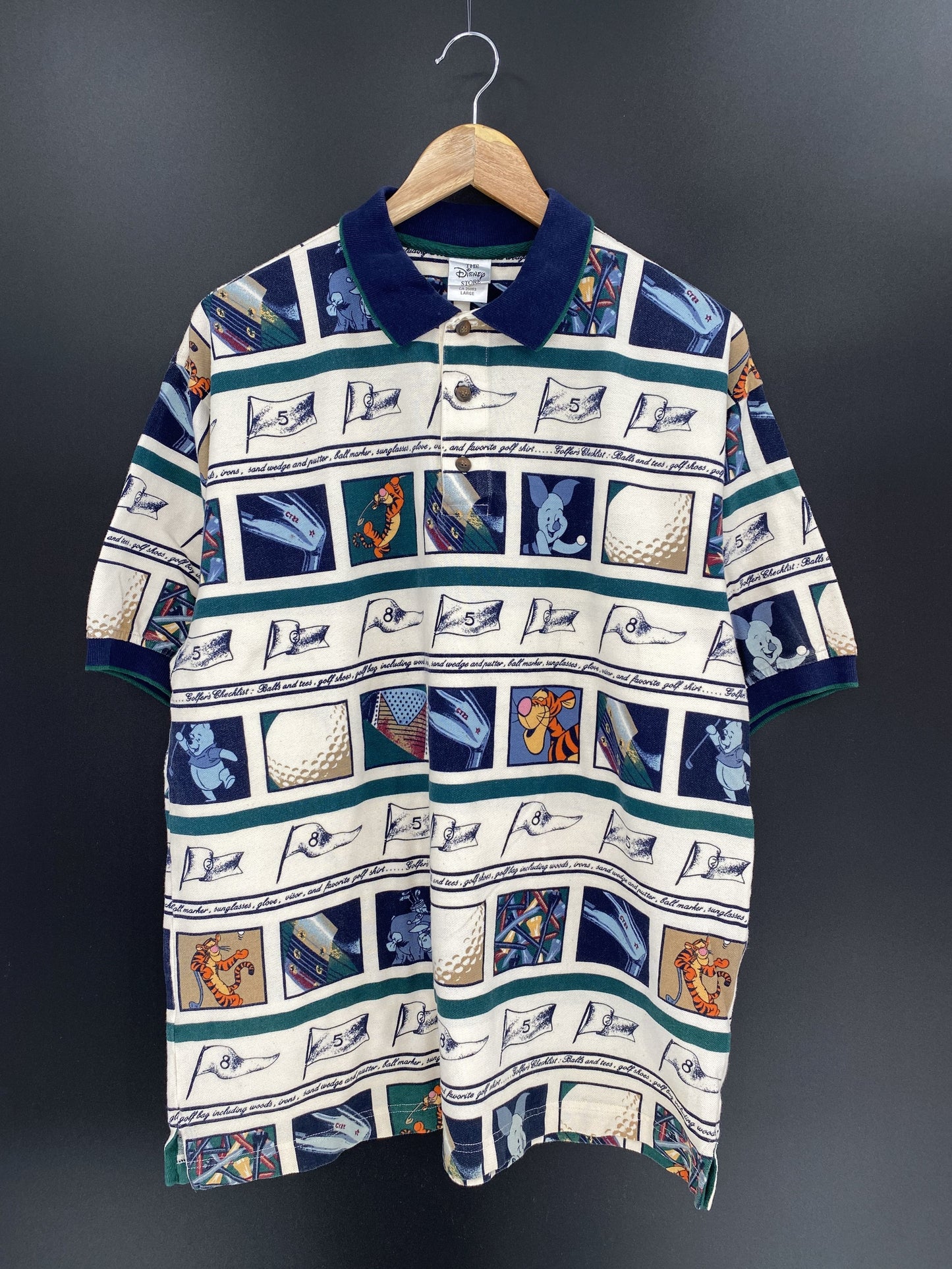00' DISNEY TIGGER Size L Vintage Polo Shirt / A7352