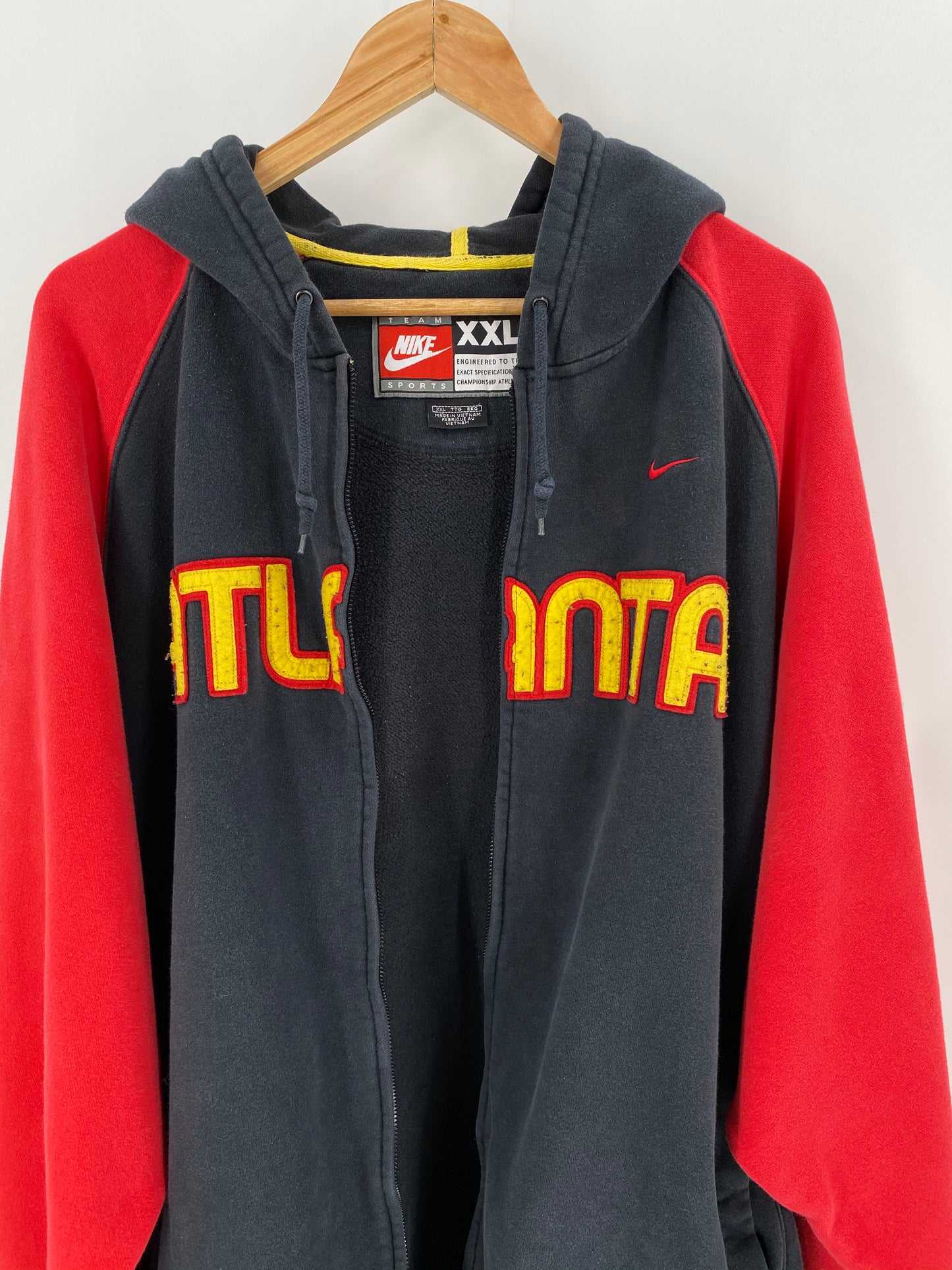 00’ NIKE ATLANTA Size XXL Vintage NBA Zip-up Hoodie Sweat-shirt / 7531